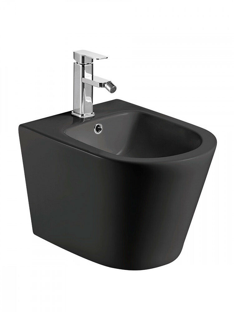 фото Биде Aquame AQM2101MB черный матовый, с отв под смеситель, с переливом 515x360x345мм