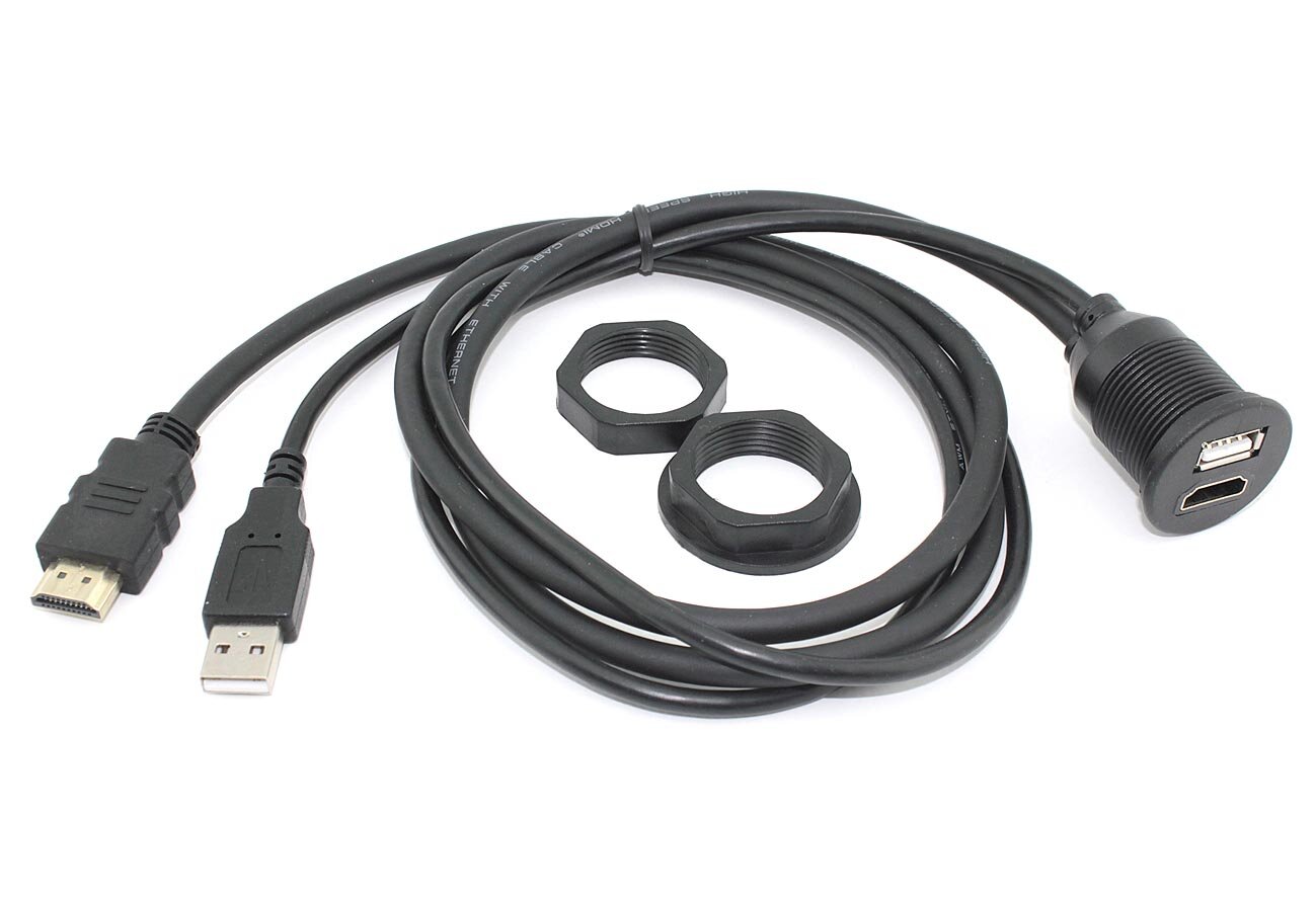 фото Кабель для монтажа на корпус USB + HDMI влагозащищённый