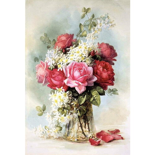 Алмазная картина 40х50 Букет роз с подрамником