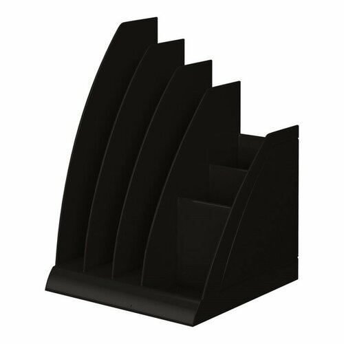 Лоток для бумаг вертикальный, 4 отделения, ErichKrause Regatta, чёрный лоток для бумаг горизонтальный erichkrause regatta classic пластиковый серый