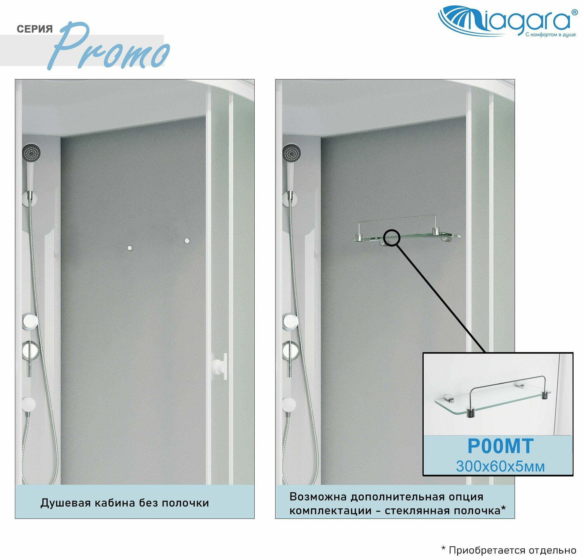 Душевая кабина Niagara Promo P90/40/MT/BK (900х900х1950)