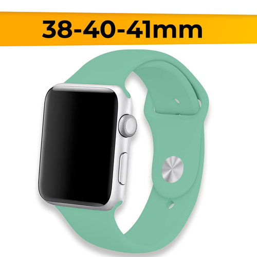 Силиконовый ремешок для Apple Watch 1-9, SE, 38-40-41 mm / Спортивный сменный браслет на для умные смарт часы Эппл Вотч 1-9, СЕ / Мятный