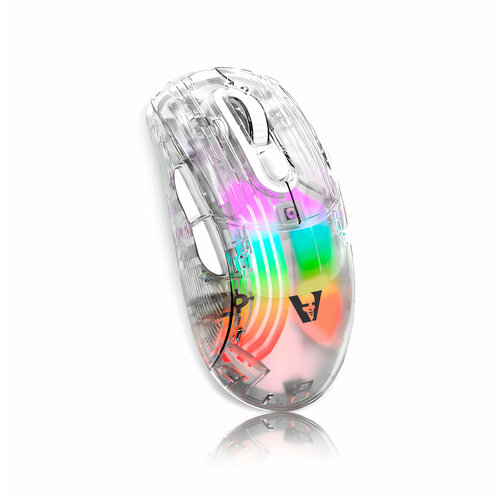 Игровая мышь проводная прозрачная VOROTEX DIAMOND, белый