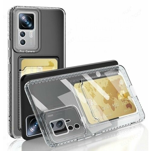 Накладка силиконовая Clear Case для Xiaomi 12T Pro с кардхолдером прозрачная