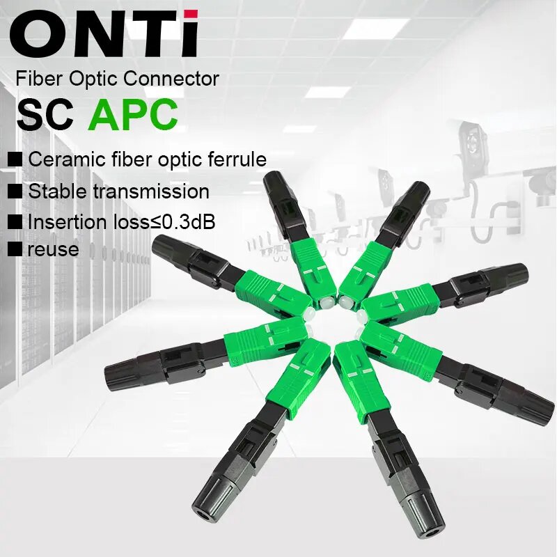 ONTi ONT-SC-01QCA Одномодовый оптоволоконный разъем SC APC, 50pcs SC APC