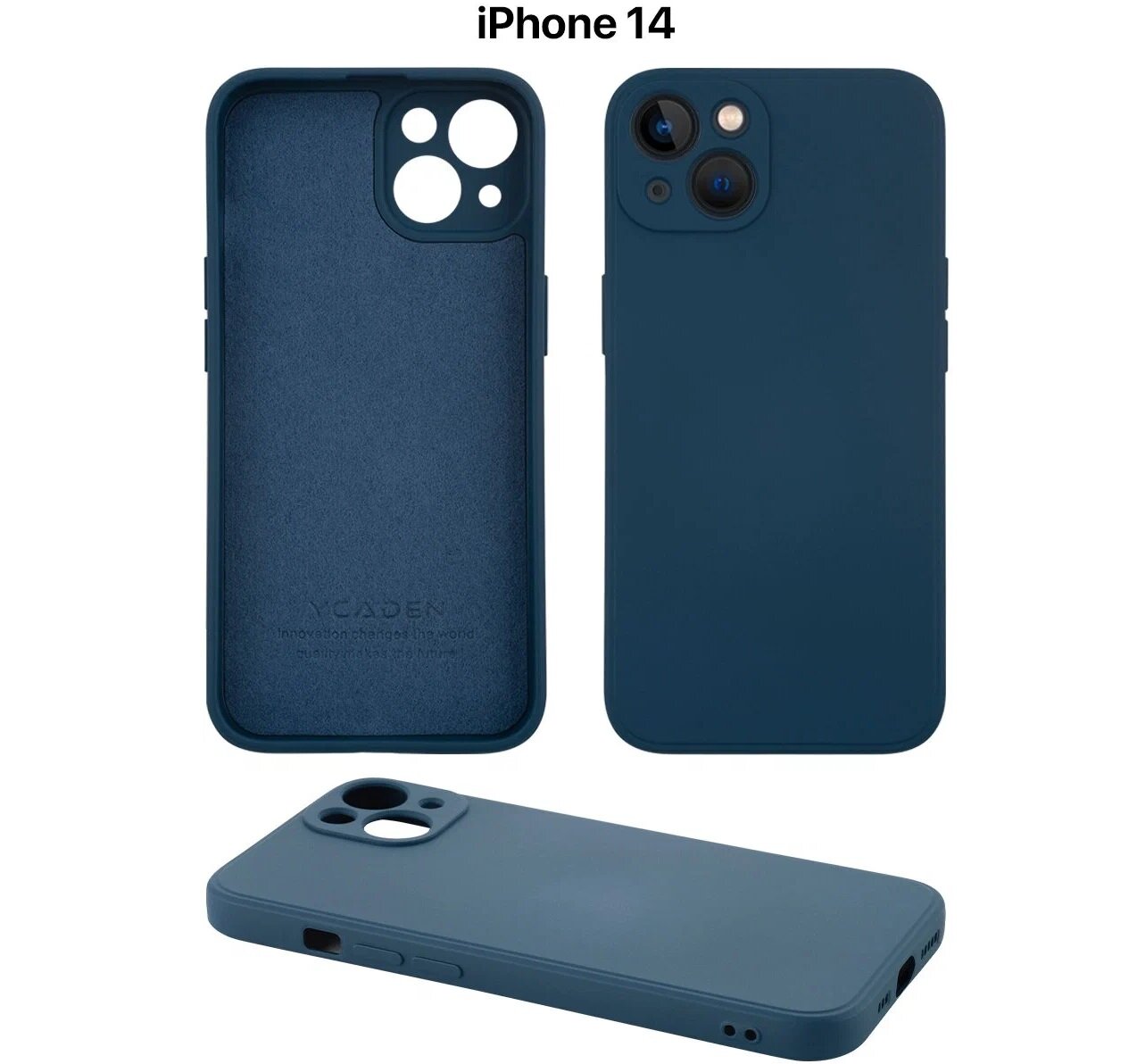 Чехол на Apple iPhone 14 ( Эпл Айфон 14 ) силиконовый с защитой камеры, с защитной подкладкой из микрофибры, синий