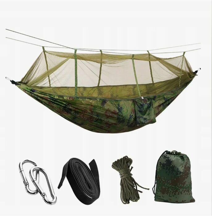 фото Туристический походный гамак с защитной москитной сеткой