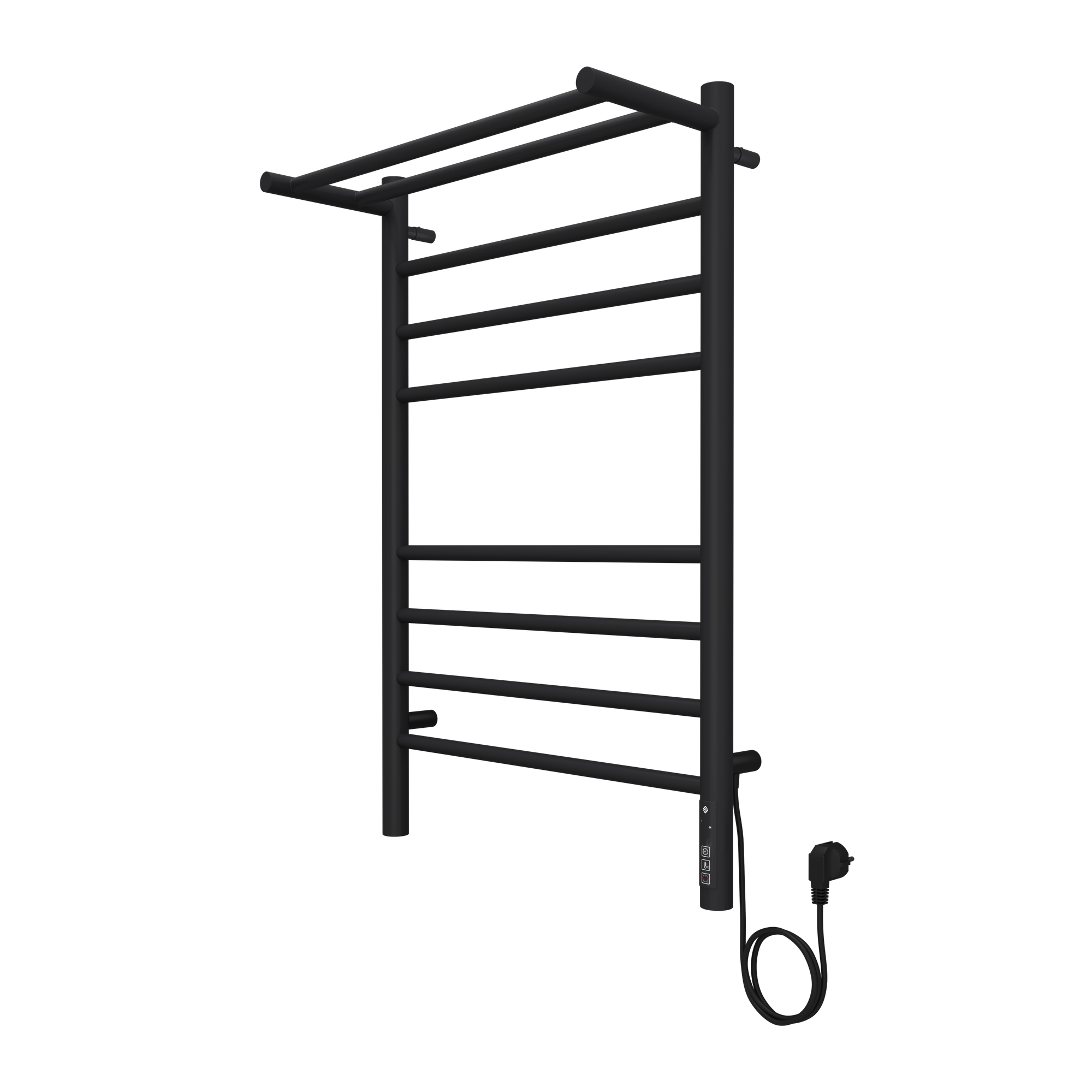 фото Полотенцесушитель электрический TERMINUS (Терминус) Аврора с полкой П8 500х800 мм, КС черный матовый
