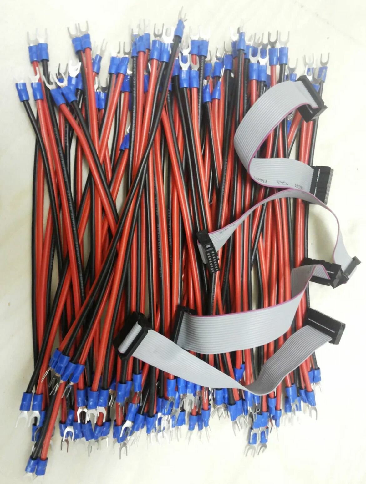 50 шт. Провод питания 20 см 2х1 пара +- вилочные наконечники красно-черный