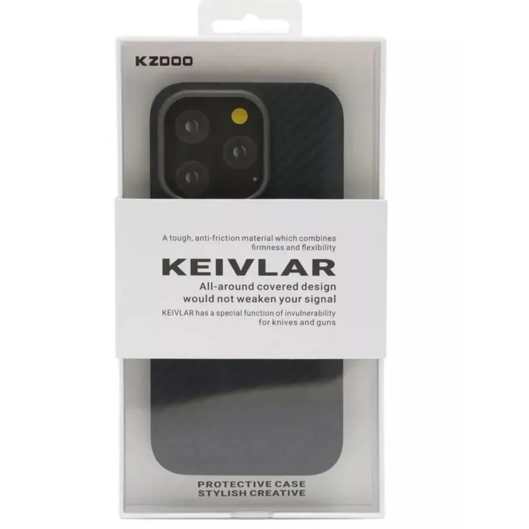 Чехол накладка кевлар для iPhone 15 Pro KZDOO Keivlar, чёрный
