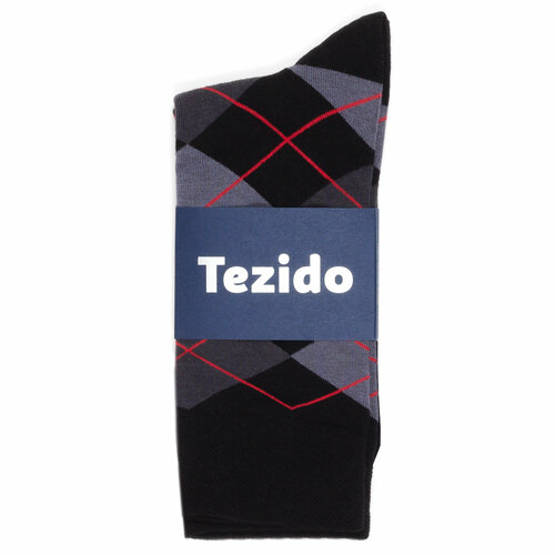 фото Носки tezido, размер 41-46, черный/серый/красный