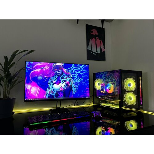 фото Игровой компьютер black intel i7 + монитор 100гц+ видеокарта rx580 8gb + 16 гб ram + 512 ssd + клавиатура/мышь
