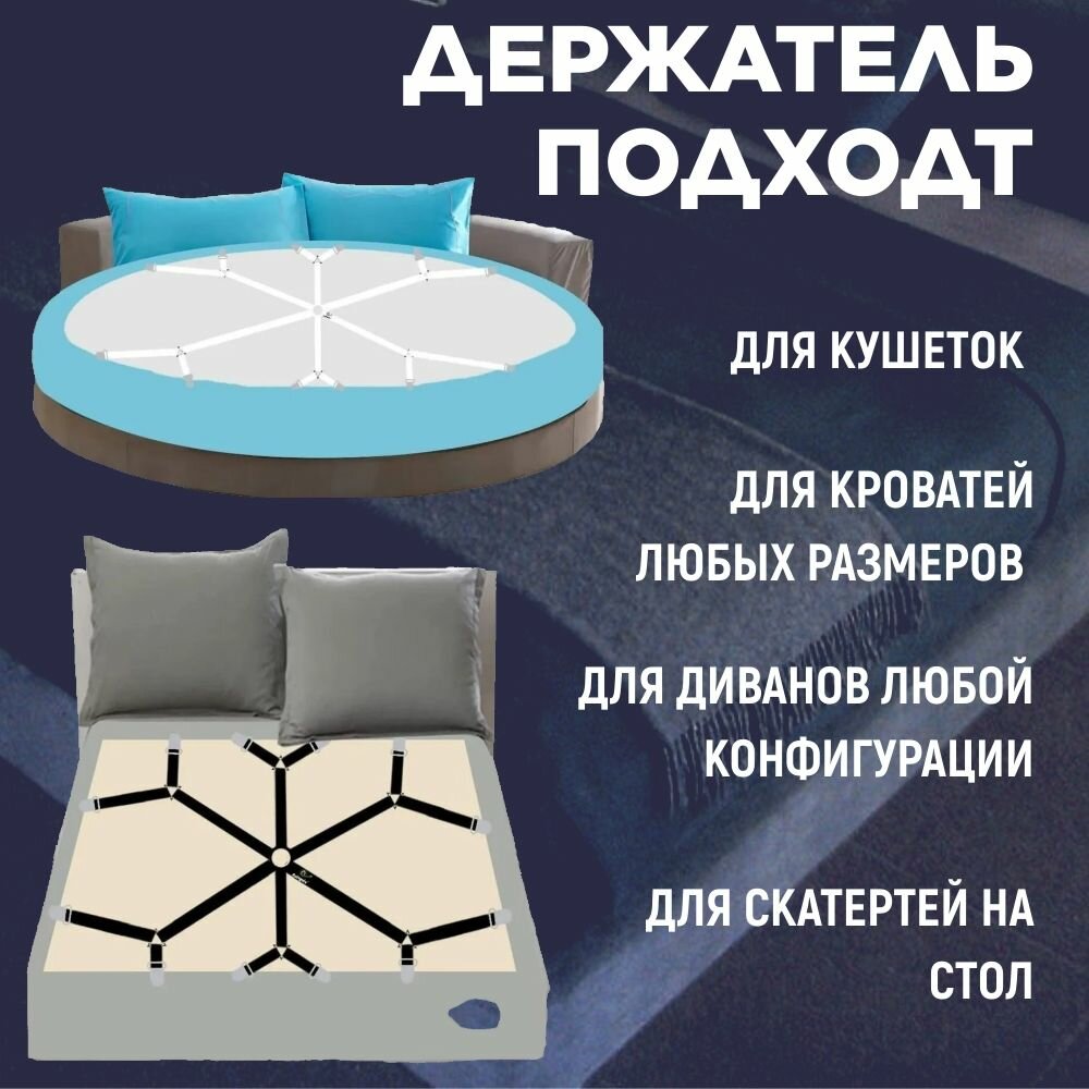 Держатели для простыни, резинки для простыни с 12 зажимами фиксаторами на матрас — фото 1