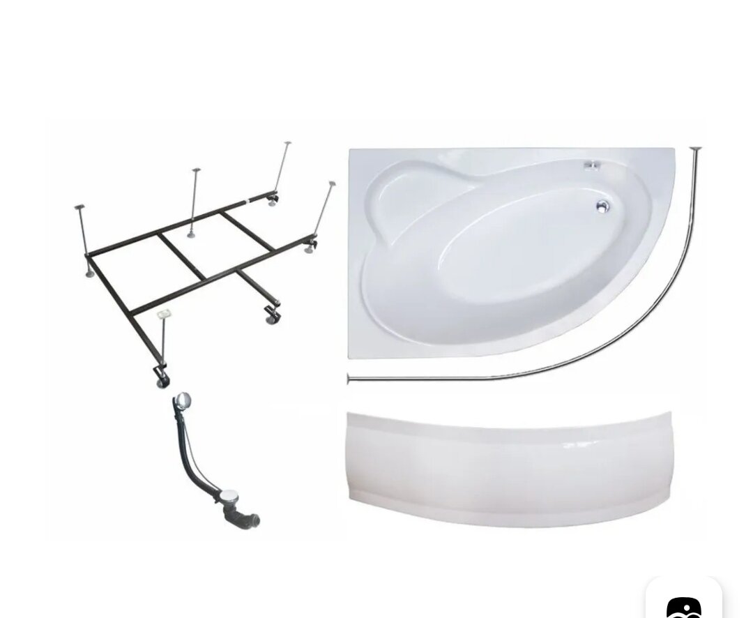 Акриловая ванна Royal Bath Alpine 150X100X58 левая полный комплект (ванна каркас панель карниз слив-перелив