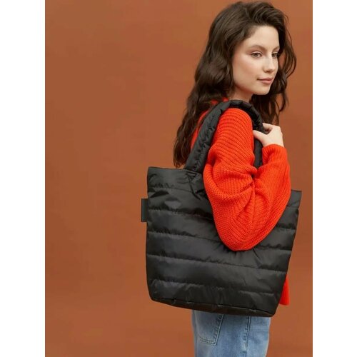 Сумка шоппер FABRIZIO CLUB, фактура стеганая, чёрный