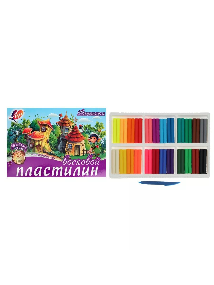 Пластилин мягкий (восковой), 24 цвета, 360 г