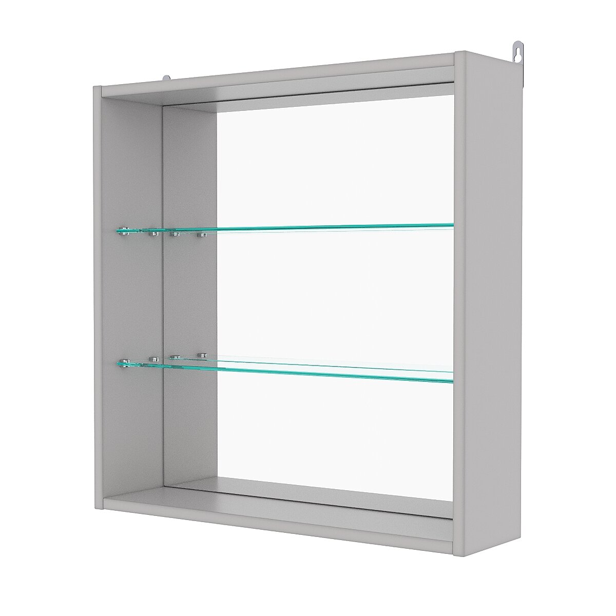 фото Витрина настенная №1-2Г с зеркалом, Серый 60 x 15 x 60 см (ДхШхВ)
