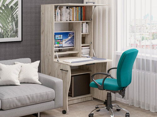 Изображение товара Стол компьютерный МК"Пирамида"СК-49 , трансформер (шкаф), цвет крафт серый, 162х80х40(90) см