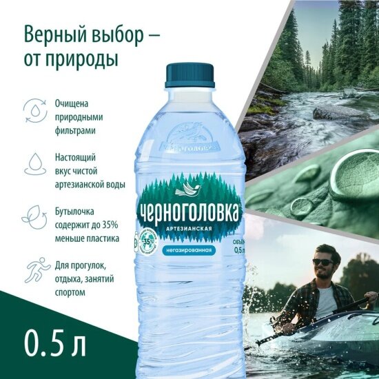 Вода питьевая "Черноголовская", 12 шт по 0,5л, без газа, ПЭТ — фото 1