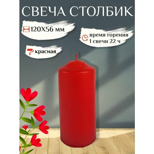 Свеча Столбик/Бочонок 120х56 мм, зеленая, 22 ч.