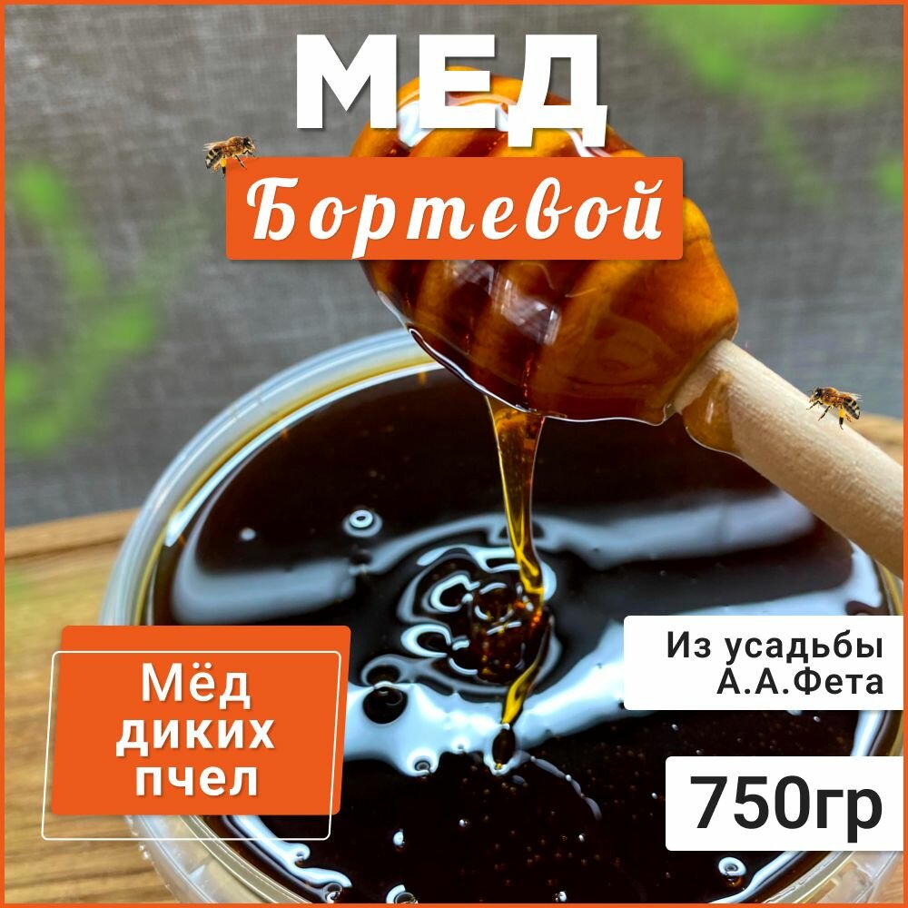 Мед "Бортевой", мед диких пчёл, натуральный, диетический, 750г