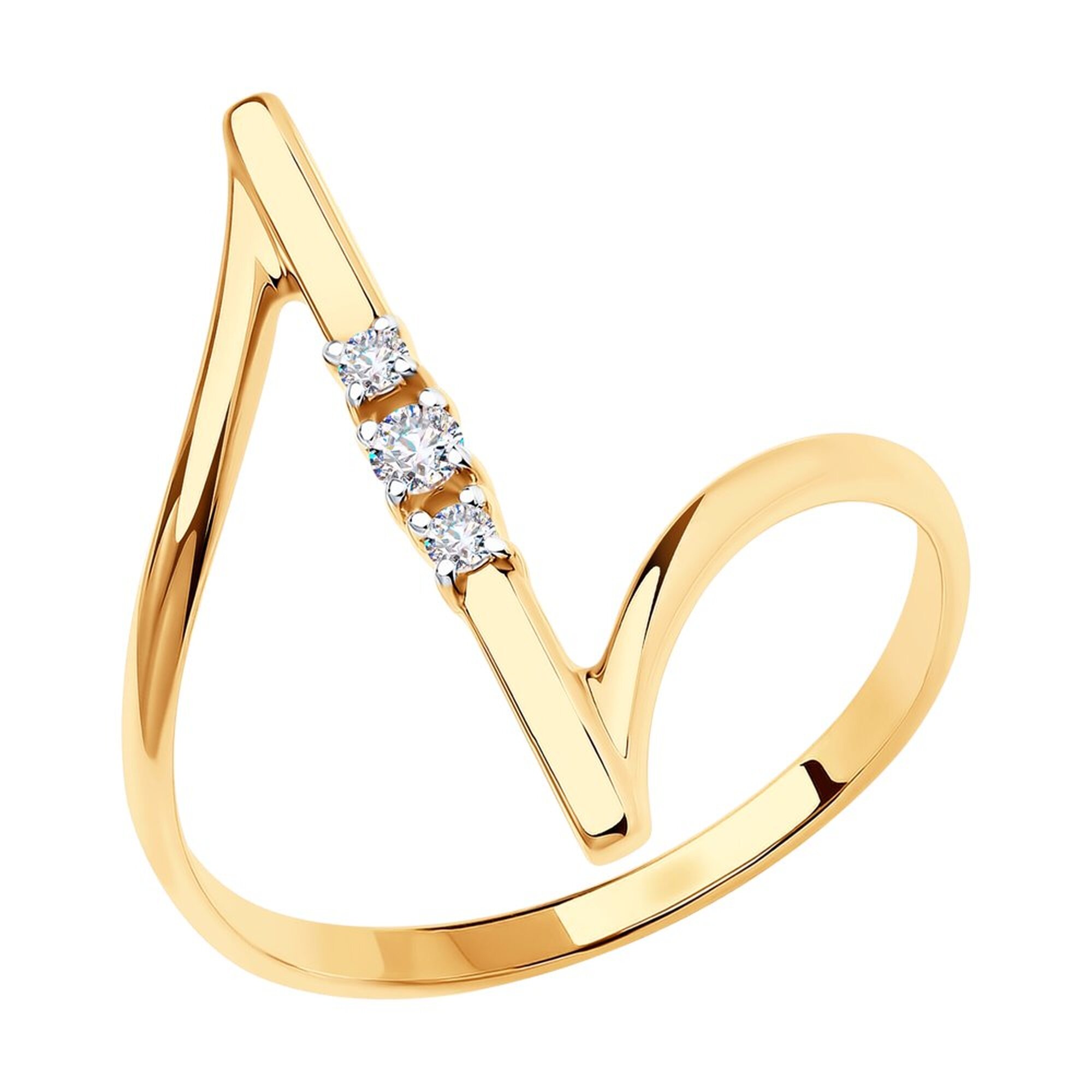 Кольцо дорожка Diamant online, красное золото, 585 проба, фианит