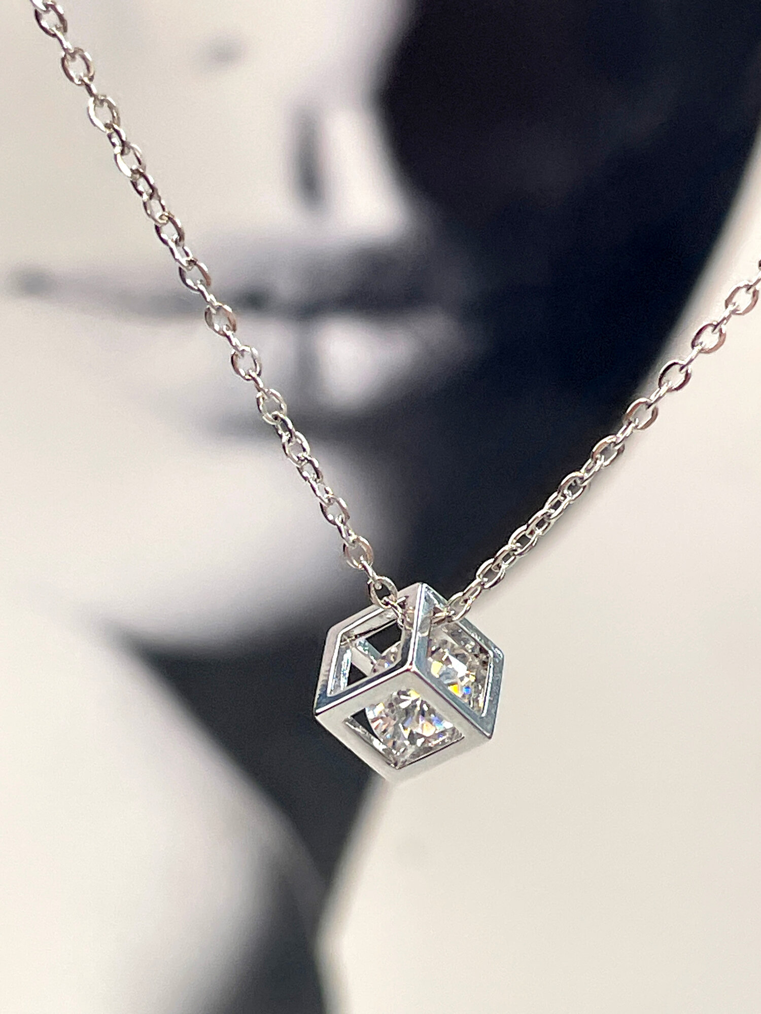 Колье Fashion jewelry, фианит, длина 46 см, серебристый