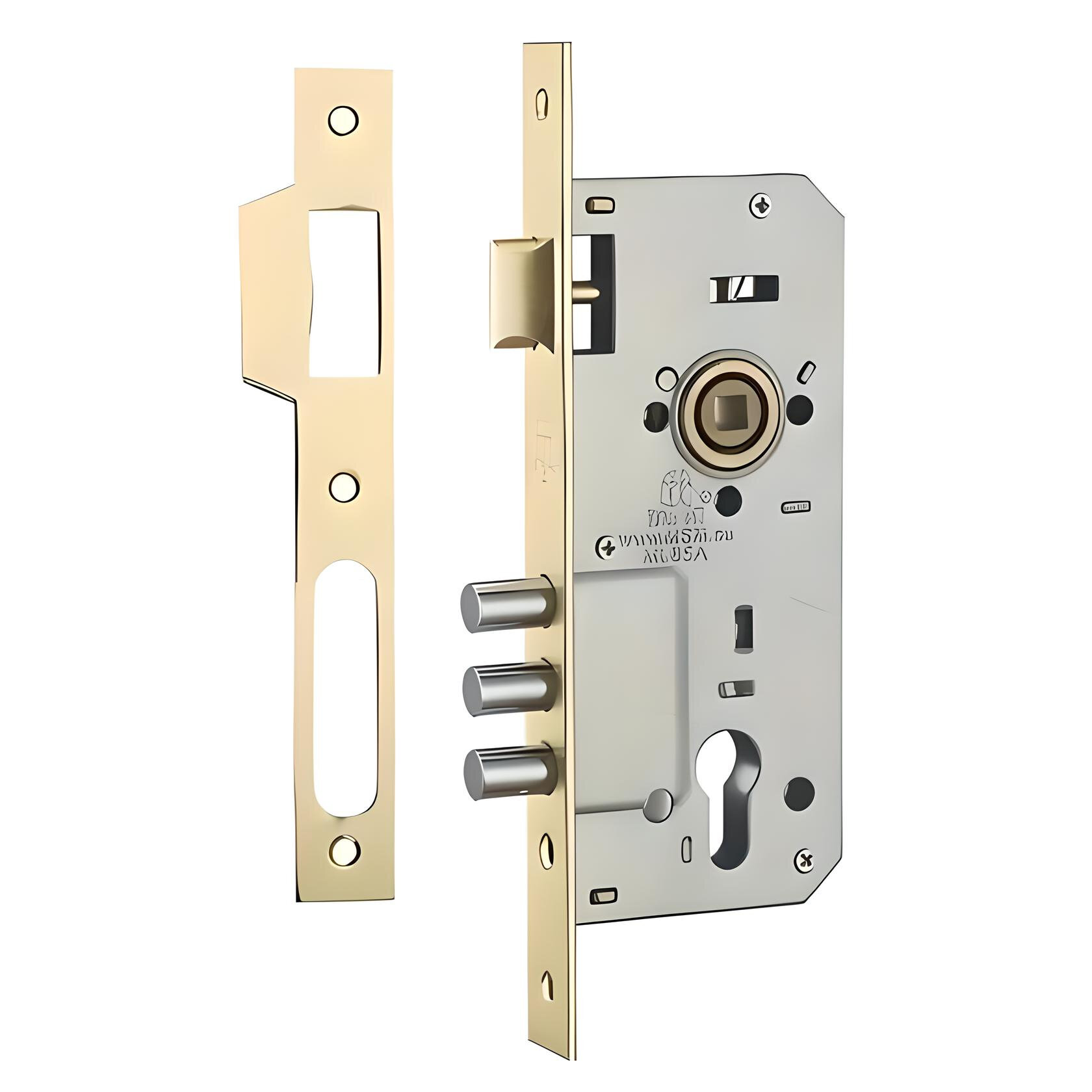 Замок врезной ML85A PB цвет полированная латунь MSM Locks, вылет 20мм