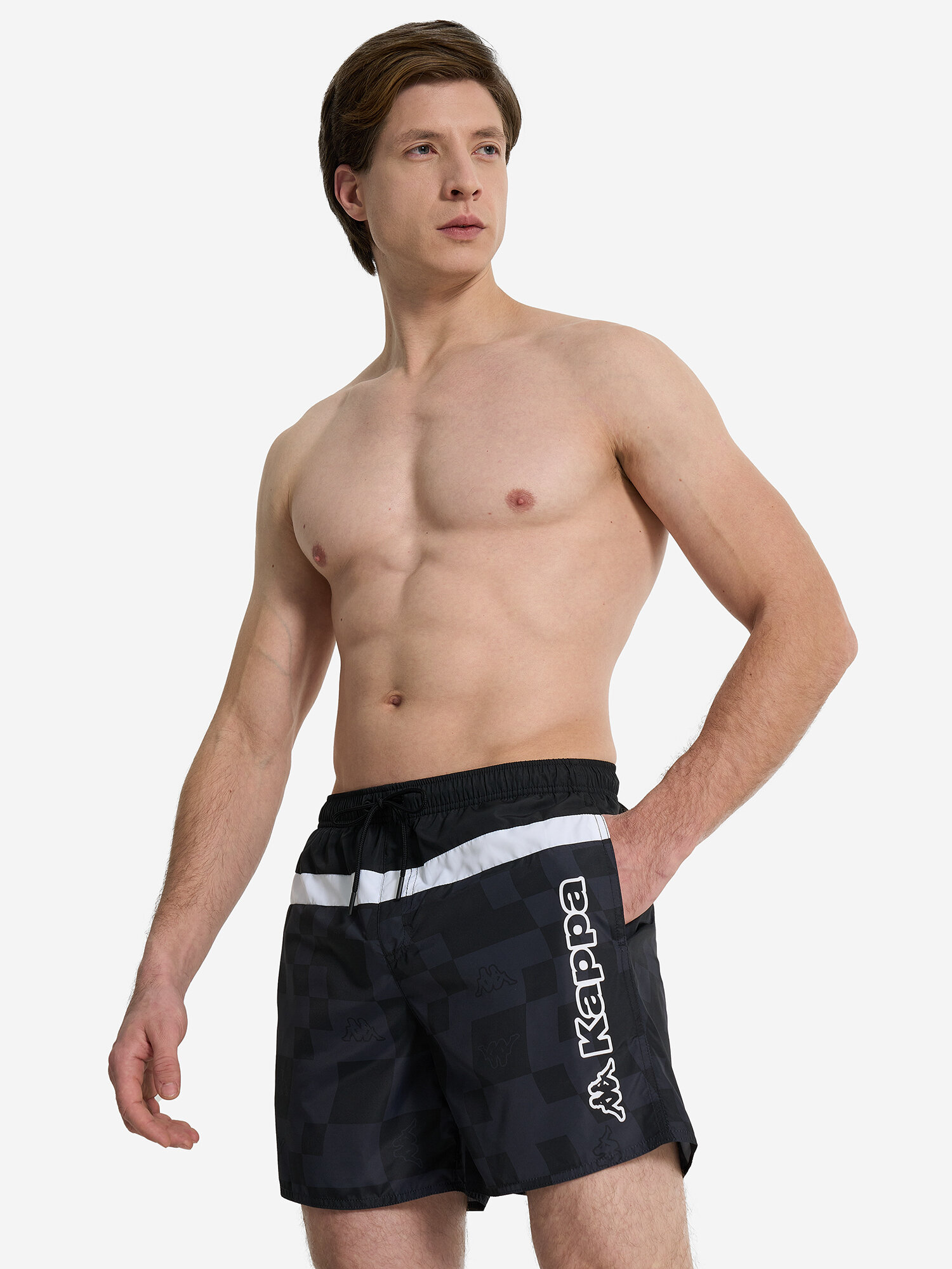 Шорты для плавания Kappa Logo Men's 40cm Swimming shorts, размер 46, черный/белый