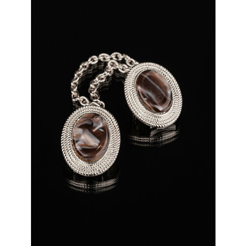 Зажим для кардигана БлагоДарина, искусственный камень, 1 шт., серебряный, бежевый