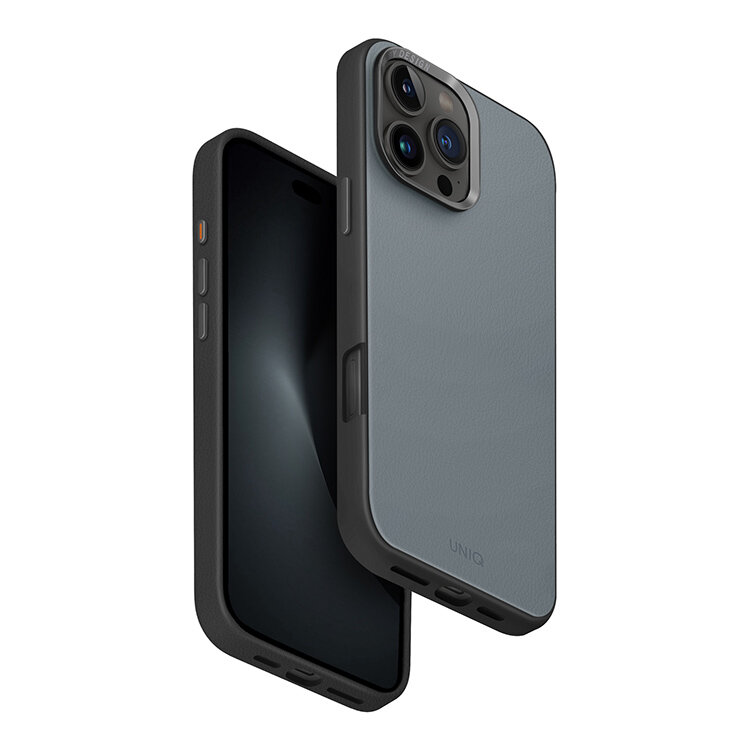 Uniq кожаный чехол MagSafe для iPhone 16 Pro, Lyden DS Washed Blue/Black — фото 1