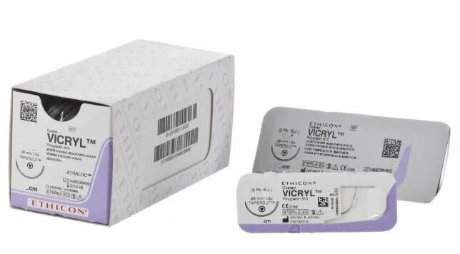 Викрил (Vicryl) 3/0 (12шт, 75см, 20мм, 1/2, колющая), W9114, Jh@Jh