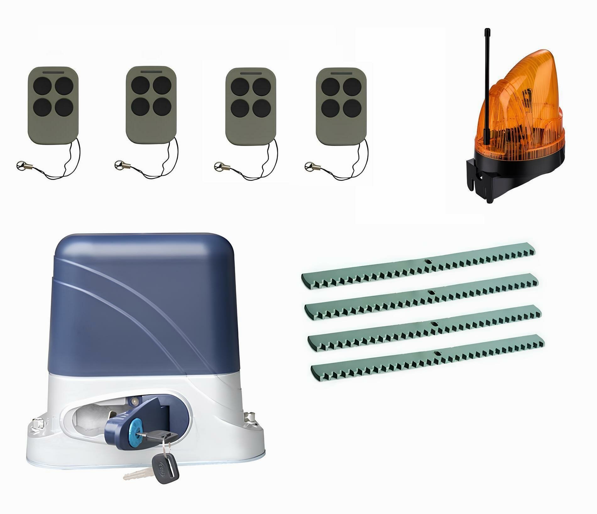 Автоматика для откатных ворот KSL-800 KIT-L1K4-Т4, комплект: привод, 4 пульта, лампа, 4 рейки