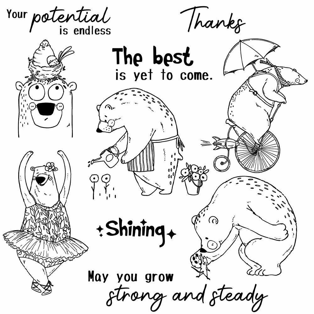 MangoCraft силиконовый штамп Танцующий медведь для скрапбукинга clear stamp