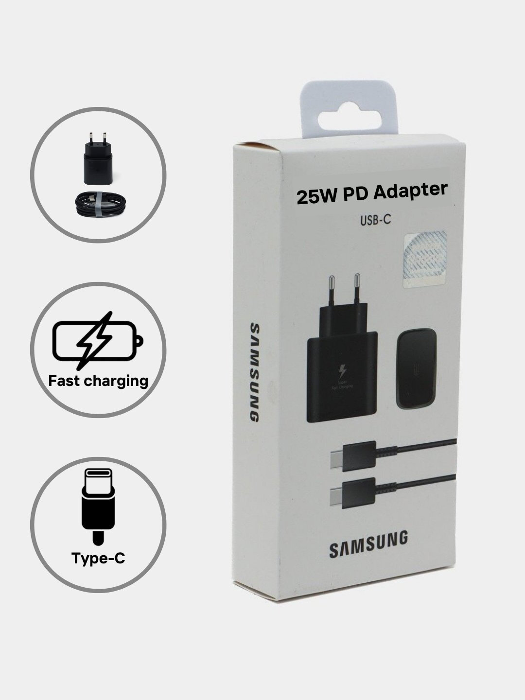 Зарядное устройство Savdo, для смартфонов, кабель Type-C, 25Вт, с кабелем