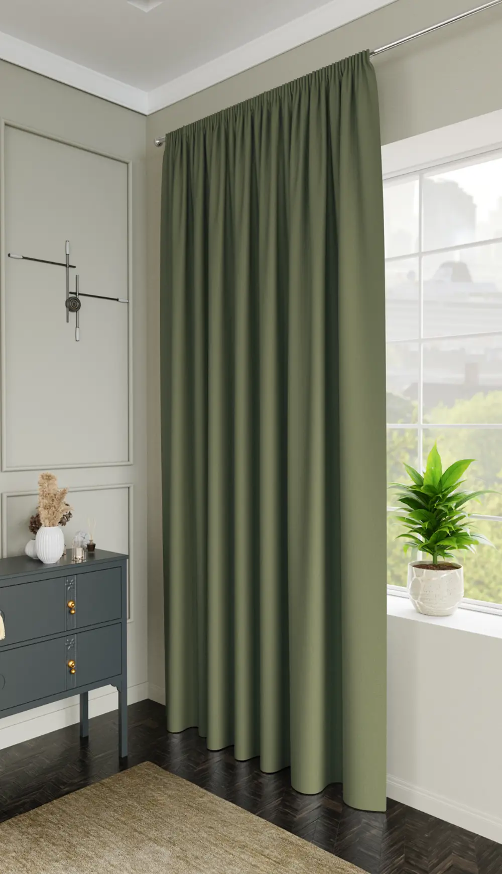 Штора на ленте со скрытыми петлями KREAFORTA Pharu 140x280 см цвет зеленый