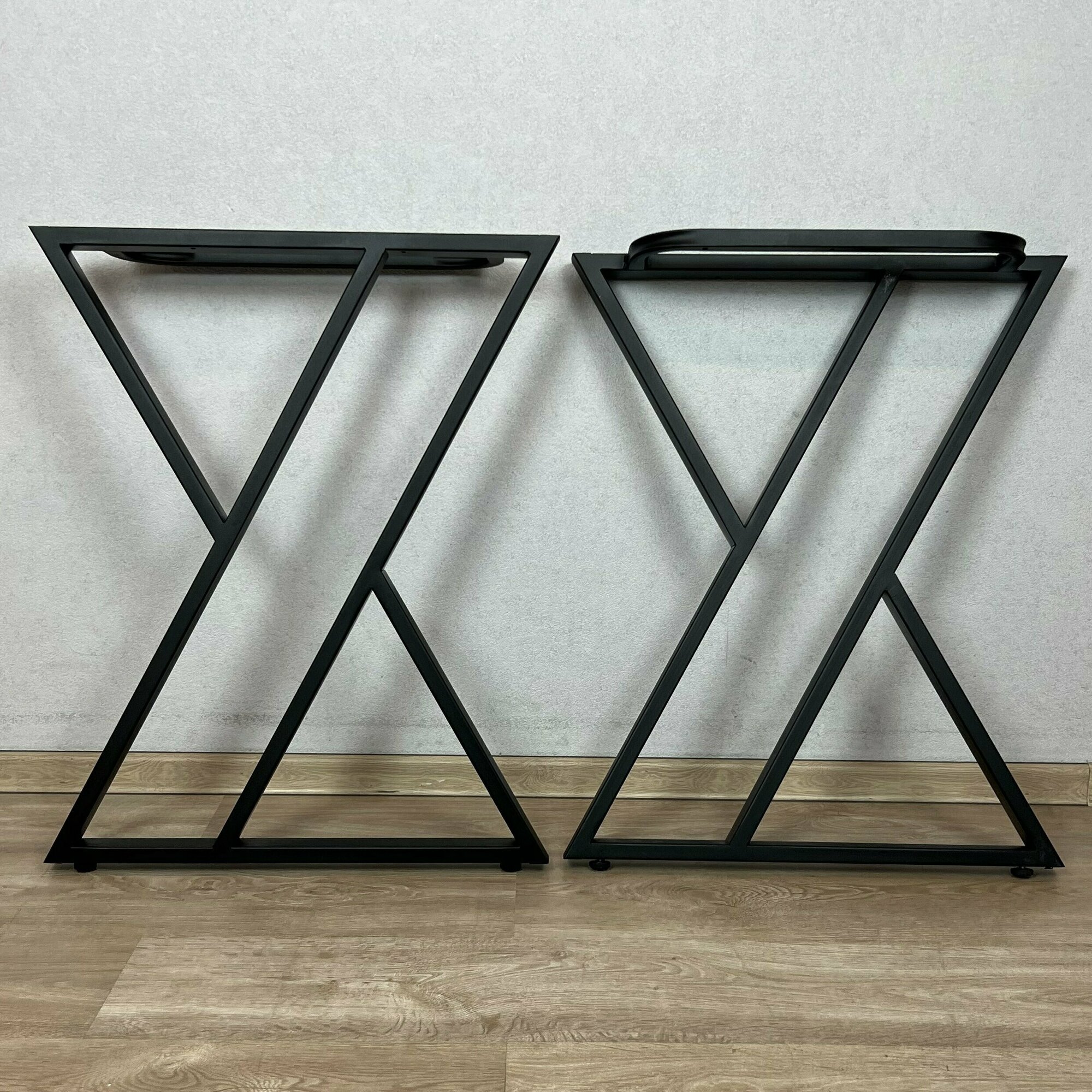 Ножки для стола Loft Z-образные, опоры для стола лофт 68,5х71 см, подстолья металлические регулируемые, порошковая покраска, черные, 2 шт.