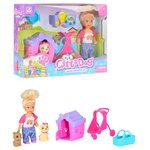 Кукла для девочек в комплекте с коляской, будкой и питомцами, в/к 21,5*5,5*15,5 см - изображение