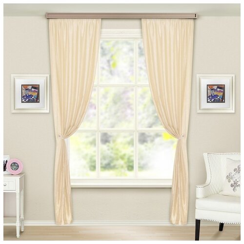фото Комплект портьерных штор witerra "тергалет", 140*260 см-2 шт, цвет молочный, полиэстер