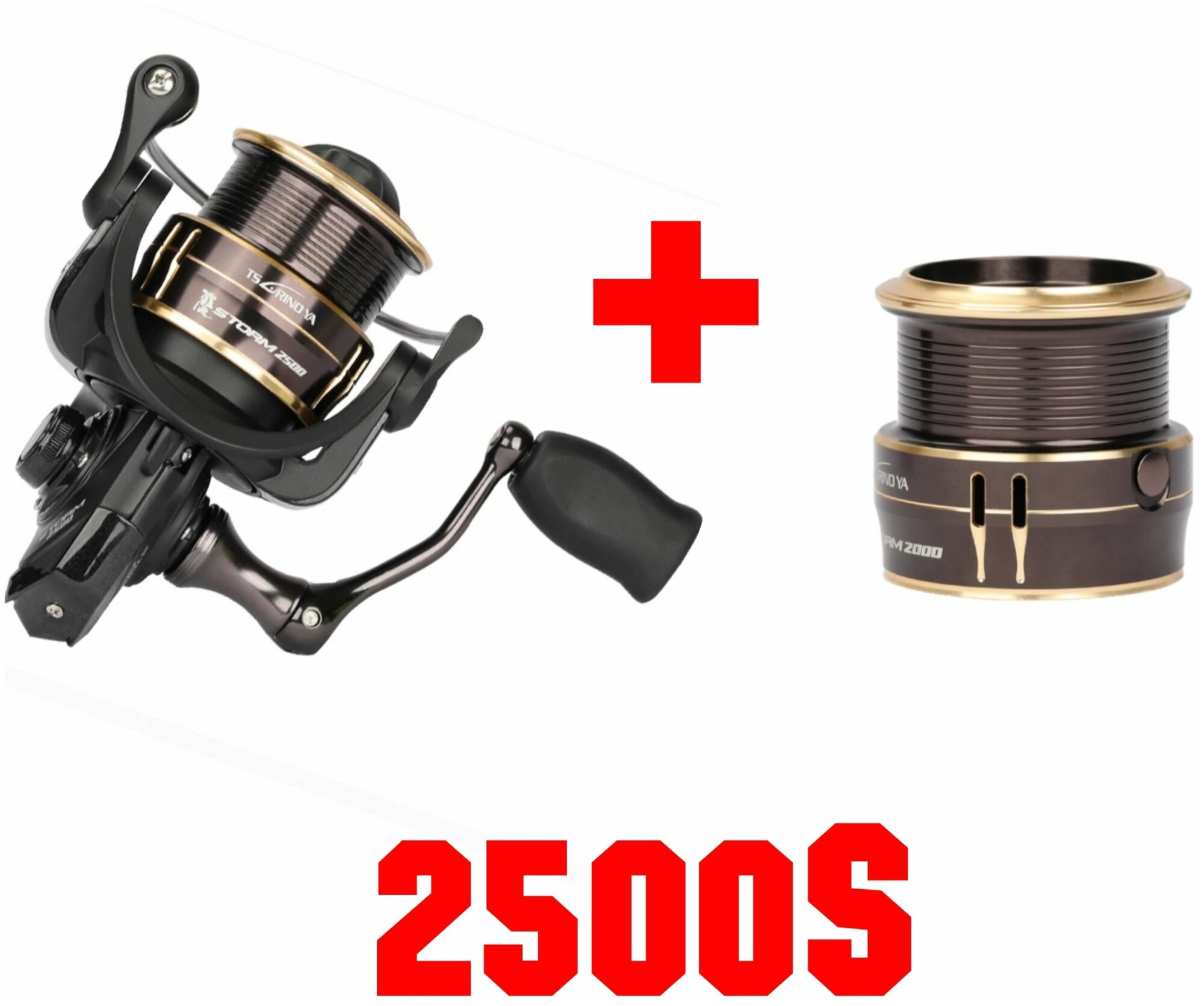 Катушка безынерционная TSURINOYA STORM 2500S + шпуля 2500S black\gold\Original