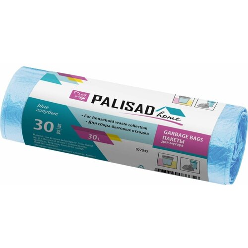 Пакеты для мусора 30 л X 30 шт. голубые, PALISAD HOME 927045