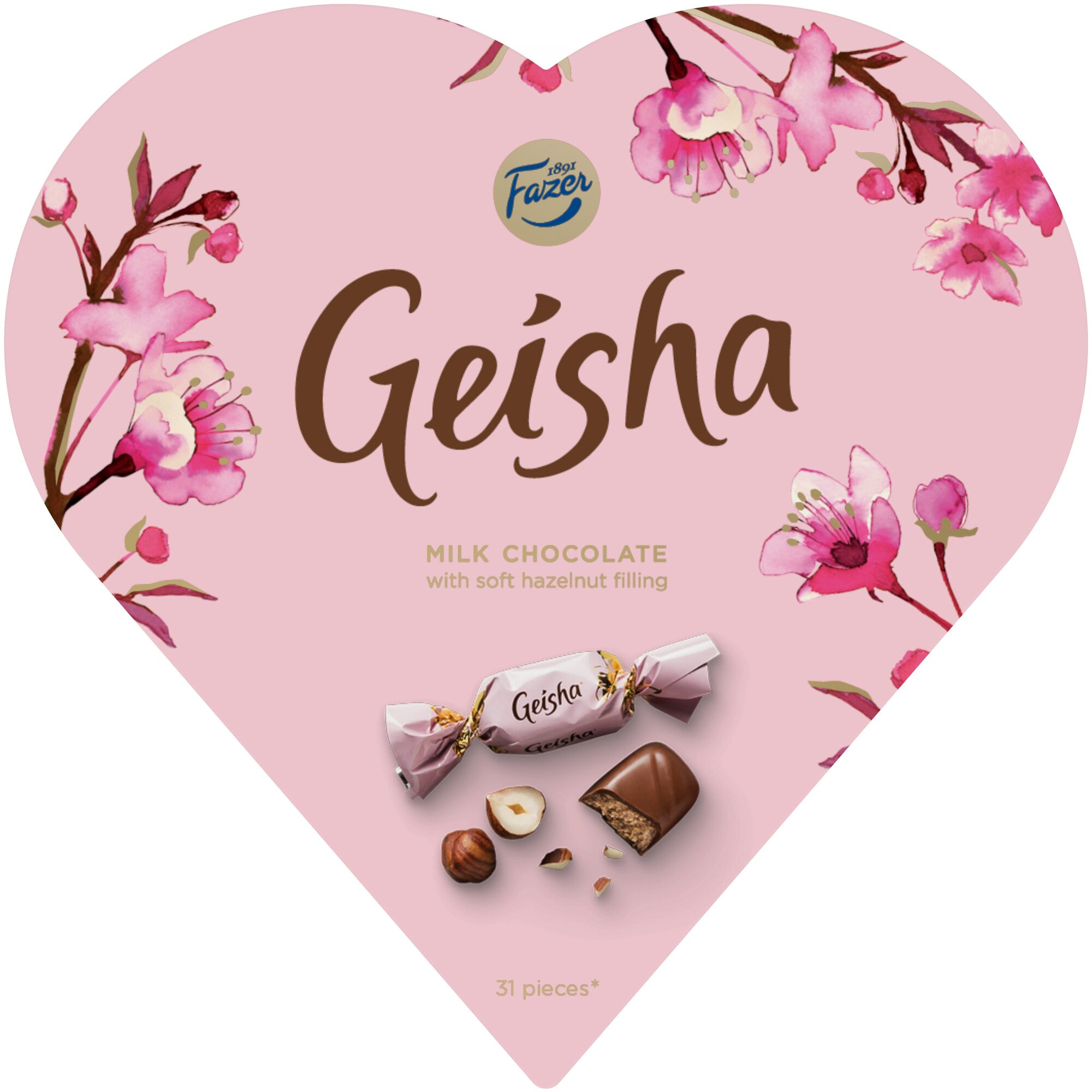 Конфеты шоколадные Geisha из мол.шок. с начинкой из орехового пралине, 225г