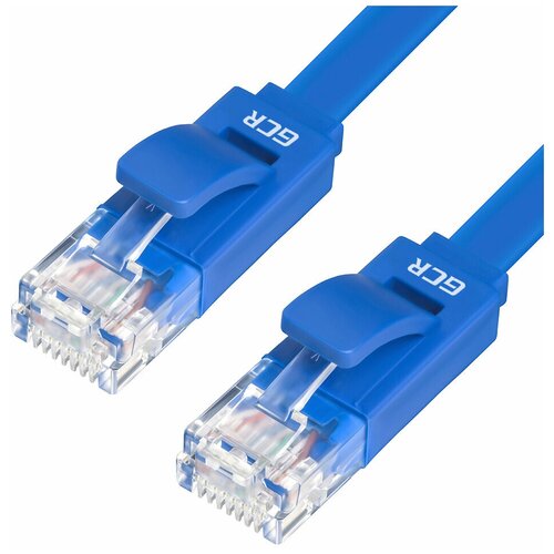 фото Плоский lan patch cord gcr сетевой кабель патч корд utp cat 5е rj 45 для ethernet cable роутер smart tv 1.5м синий