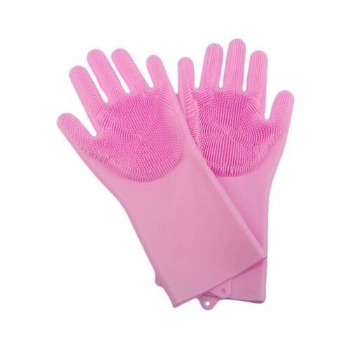 фото Силиконовые перчатки для мытья посуды zdk (розовый)
