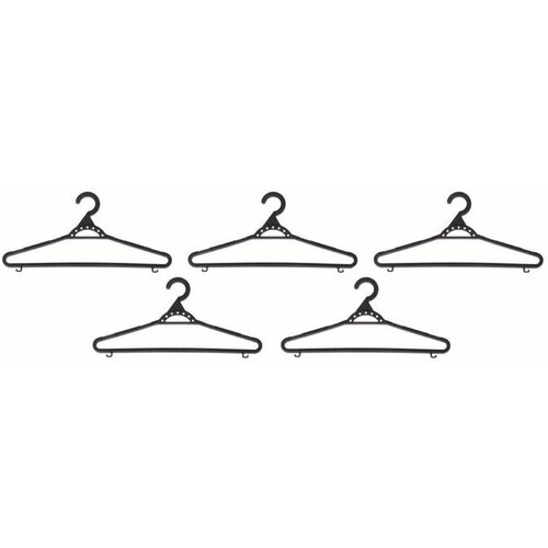 Набор вешалок-плечиков для одежды, размер 40-44, 5 шт, цвет чёрный