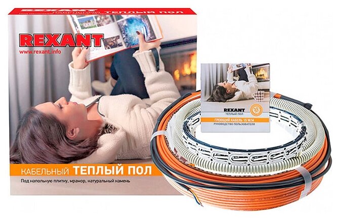 Теплый пол REXANT Standard RND -60-900 (900Вт/60м/ S обогрева, м2: 5,6-7,5) (двух жильный)