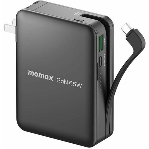 Зарядное устройство с дополнительным аккумулятором Momax ONEPLUG Portable GaN Charger черный