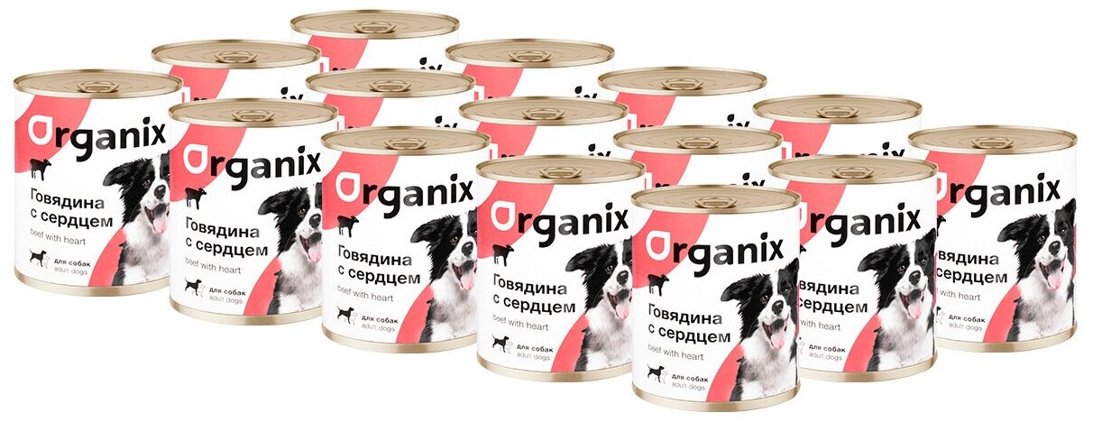 ORGANIX для взрослых собак с говядиной и сердцем (410 гр х 15 шт)
