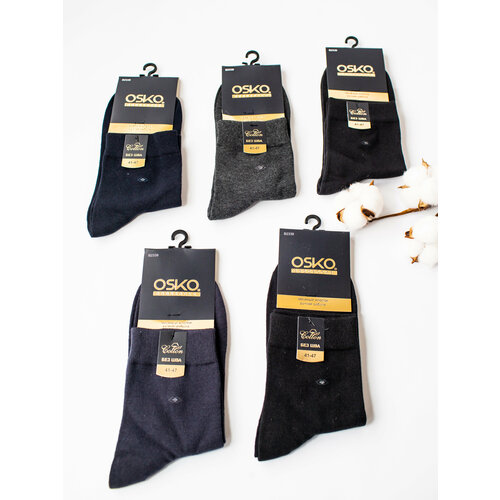 фото Мужские носки osko, 1 пара, классические, на 23 февраля, бесшовные, износостойкие, на новый год, воздухопроницаемые, размер 41-47, черный, серый