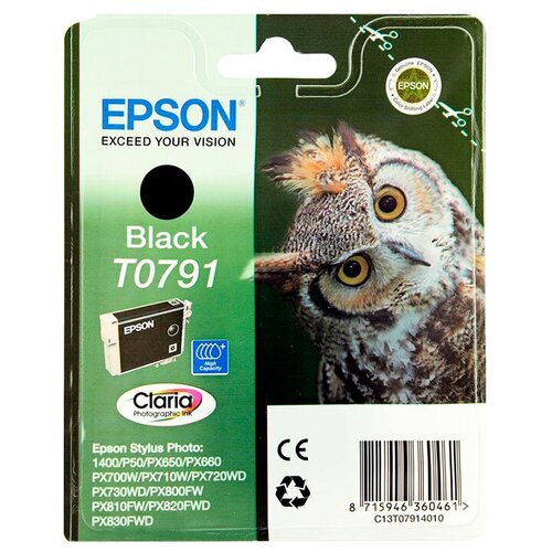 картридж t0803 для epson stylus photo p50 px660 px720wd px820fwd px830fwd r285 profiline пурпурный Картридж Epson C13T07914010, 520 стр, черный